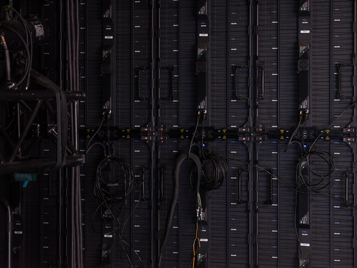 Decommissioned server hardware and GPU cards in a data centre, representing AI hardware e-waste disposal and ITAD services in Victoria